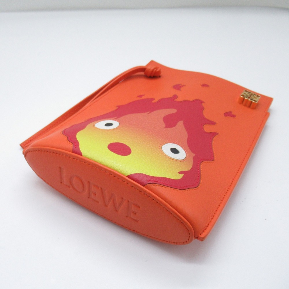 Loewe Dice Pocket Calcifer Leather Shoulder Bag Orange View 4
